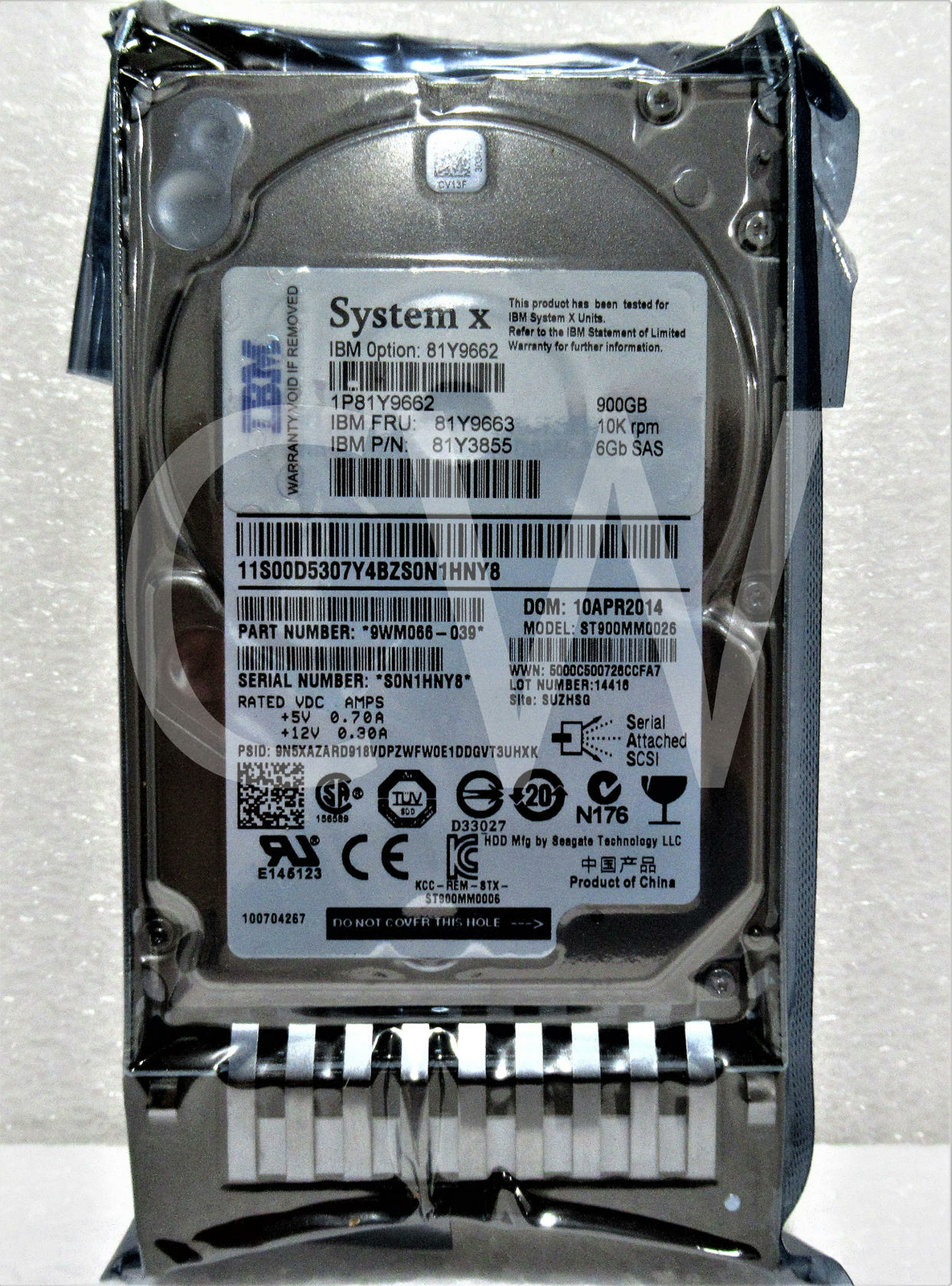 81Y9662 81Y9663 81Y3855 IBM 900GB 10K RPM 6Gb/s SED G2HS 2.5" SAS HDD Hard Drive