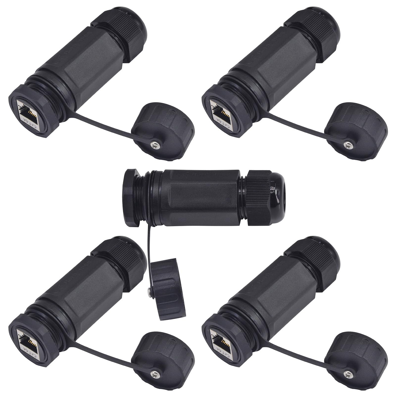 5 PCS Panel Mounting Shielded RJ45 CAT6A Waterproof Connector M25 IP68 LAN
