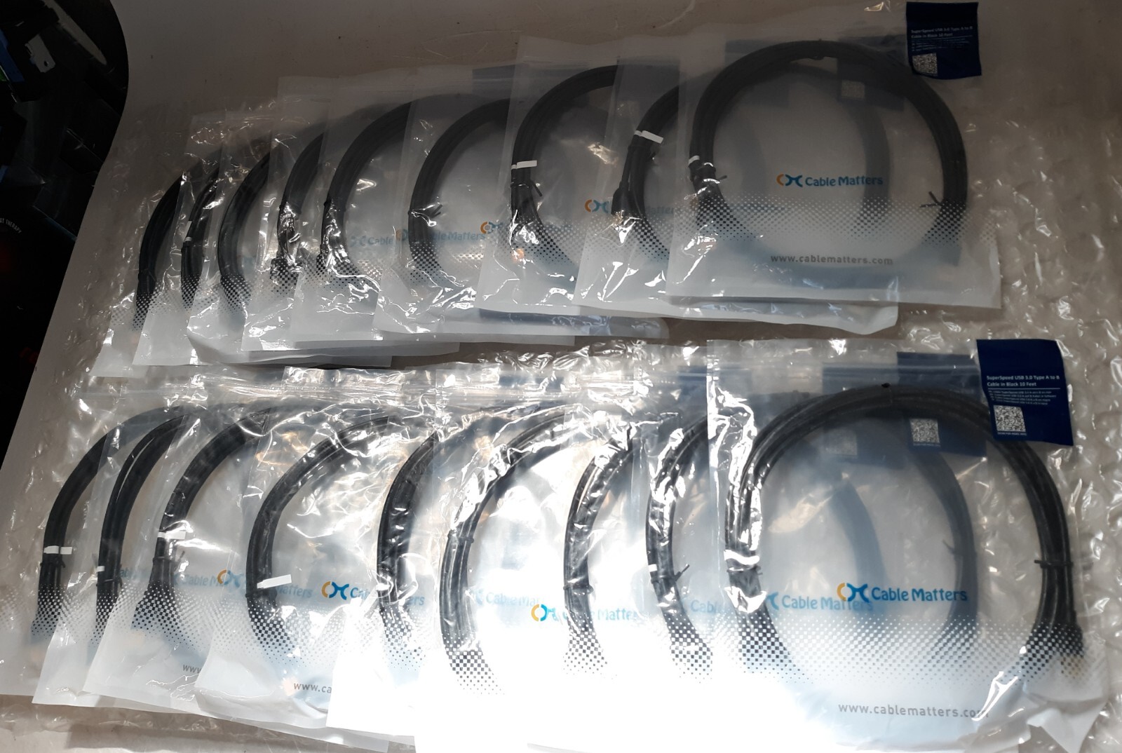 Lot of 18 Cable Matters SuperSpeed USB 3.0 Type A to B Cable Black 10ft. NEW