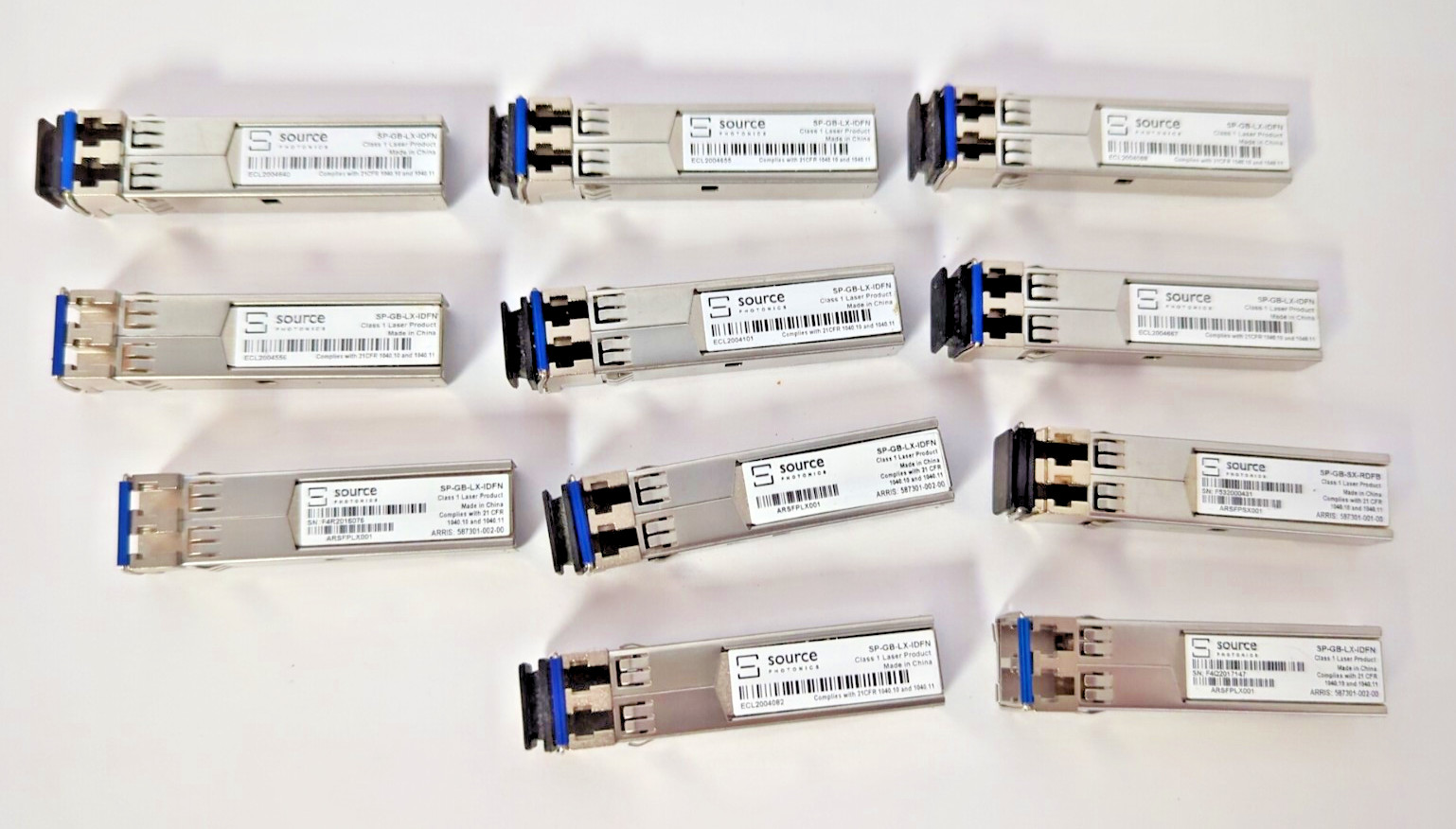 LOT OF 11 SOURCE PHOTONICS  SP-GB-LX-IDFN CLASS 1 LASER PRODUCTS