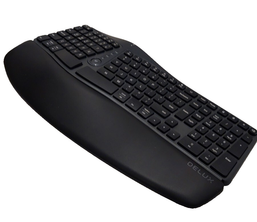 DELUX GM901D Wireless Split Ergonomic Keyboard 2.4G USB Bluetooth w/ Palm Rest