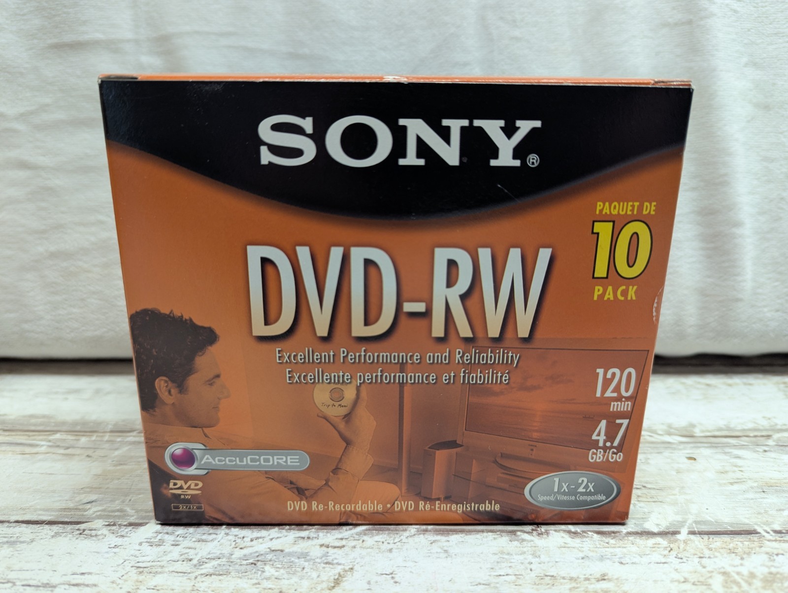 Sony DVD-RW Disc 10-Pack in Cases 120 min 4.7 GB 1x-2x NEW Open Box 