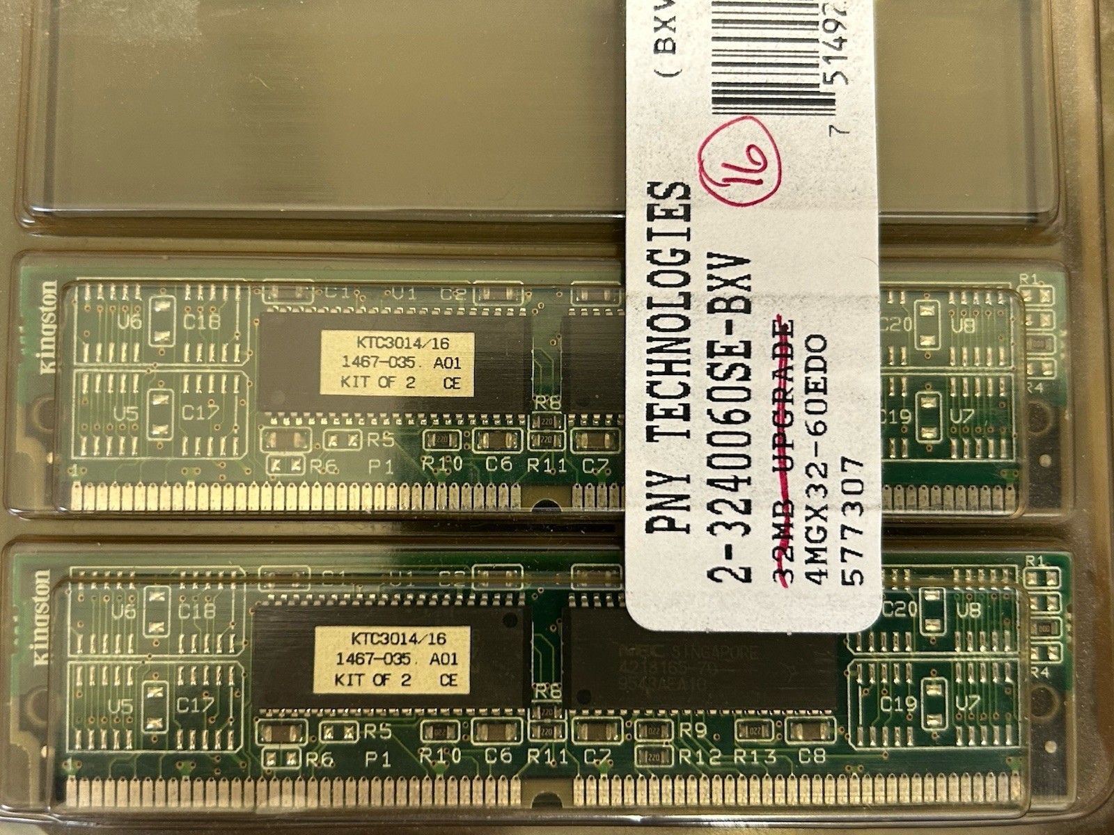16 MB KINGSTON KTC3014/16 72 PIN SIMM MEMORY KIT (2 X 8MB) COMPAQ