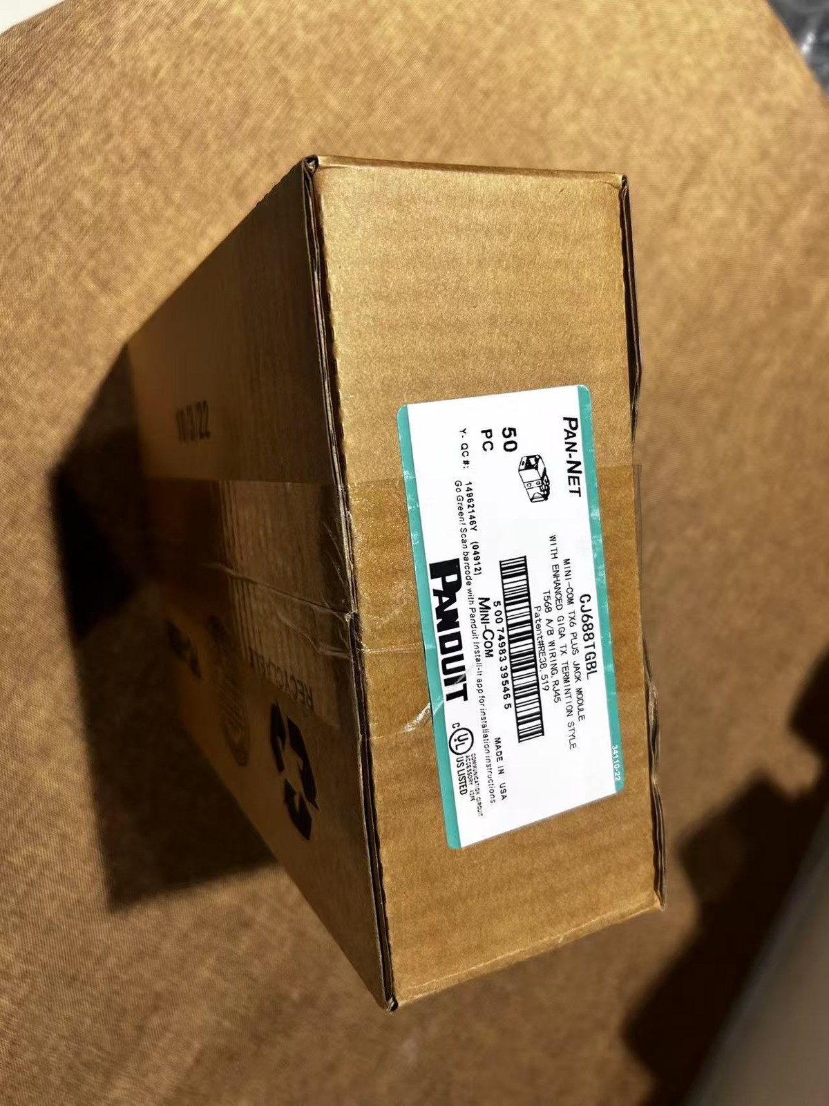 50PCS  Panduit Giga TX Cat6 Network jack CJ688TGYL CJ688TGIW CJ688TGGR CJ688TGRD
