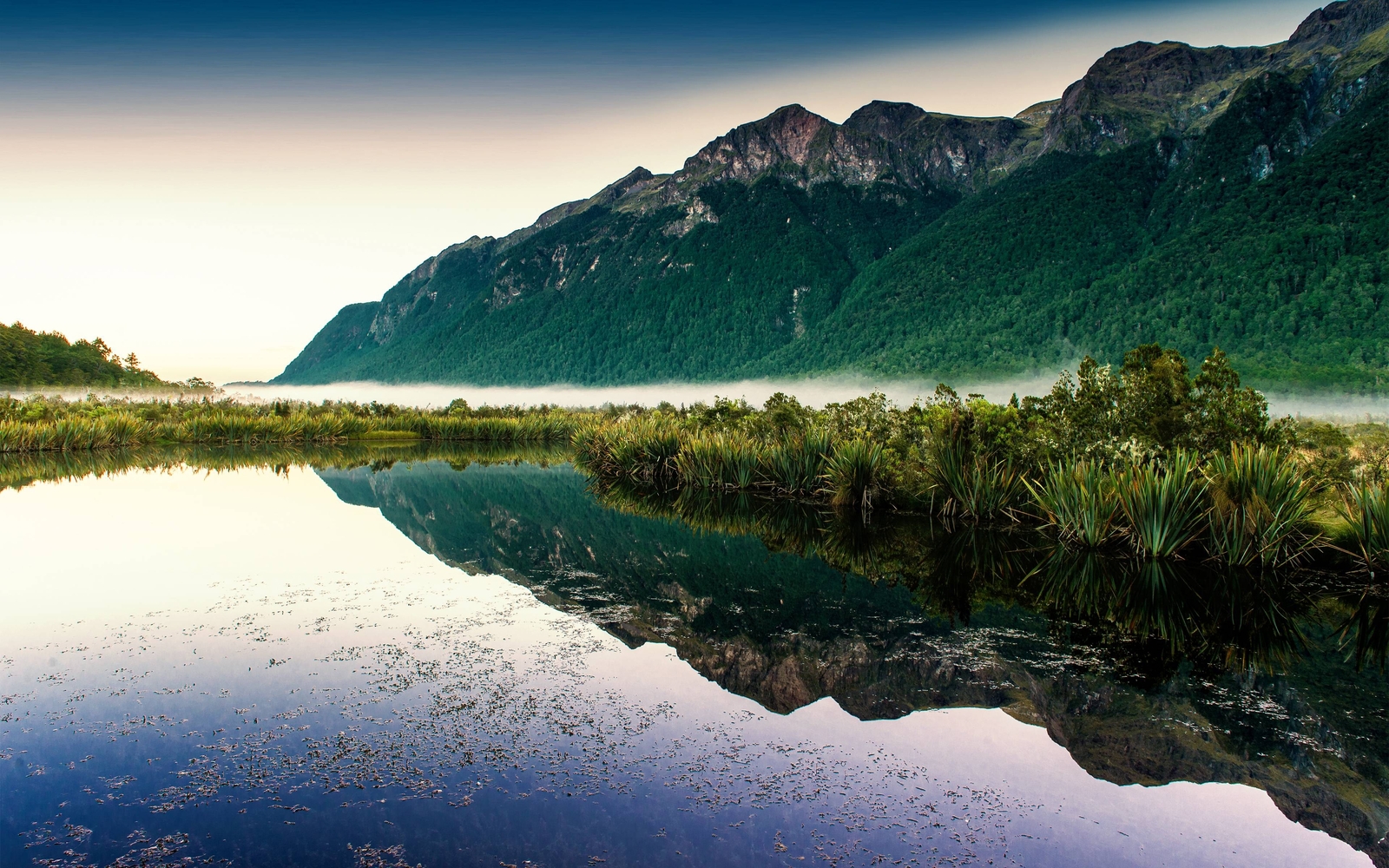 Landscape mountains pond reflection nature Custom Gaming Mat Desk