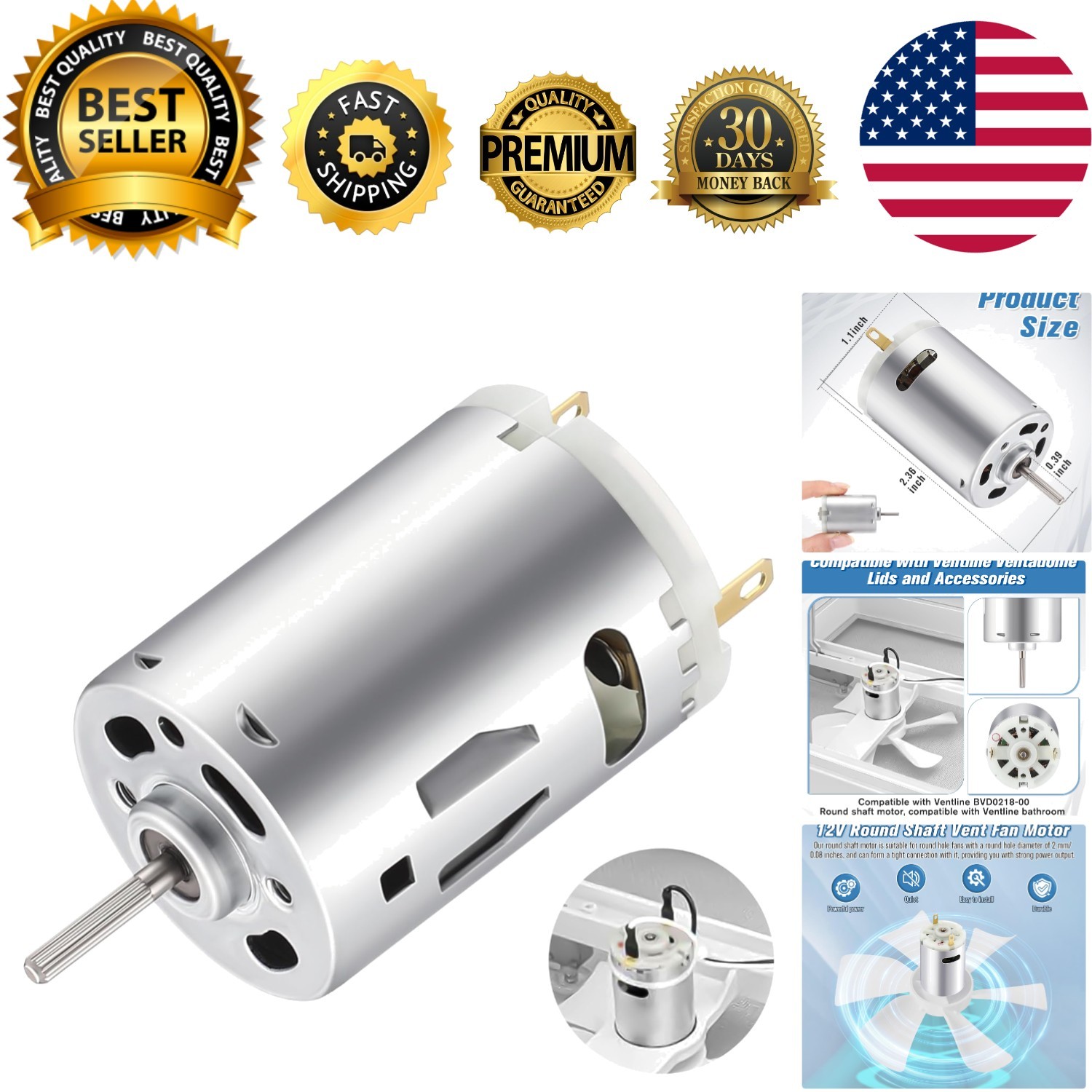 1 Pcs 12V DC Fan Motor Compatible with Ventline -00, RV Vent Motor Compatible...