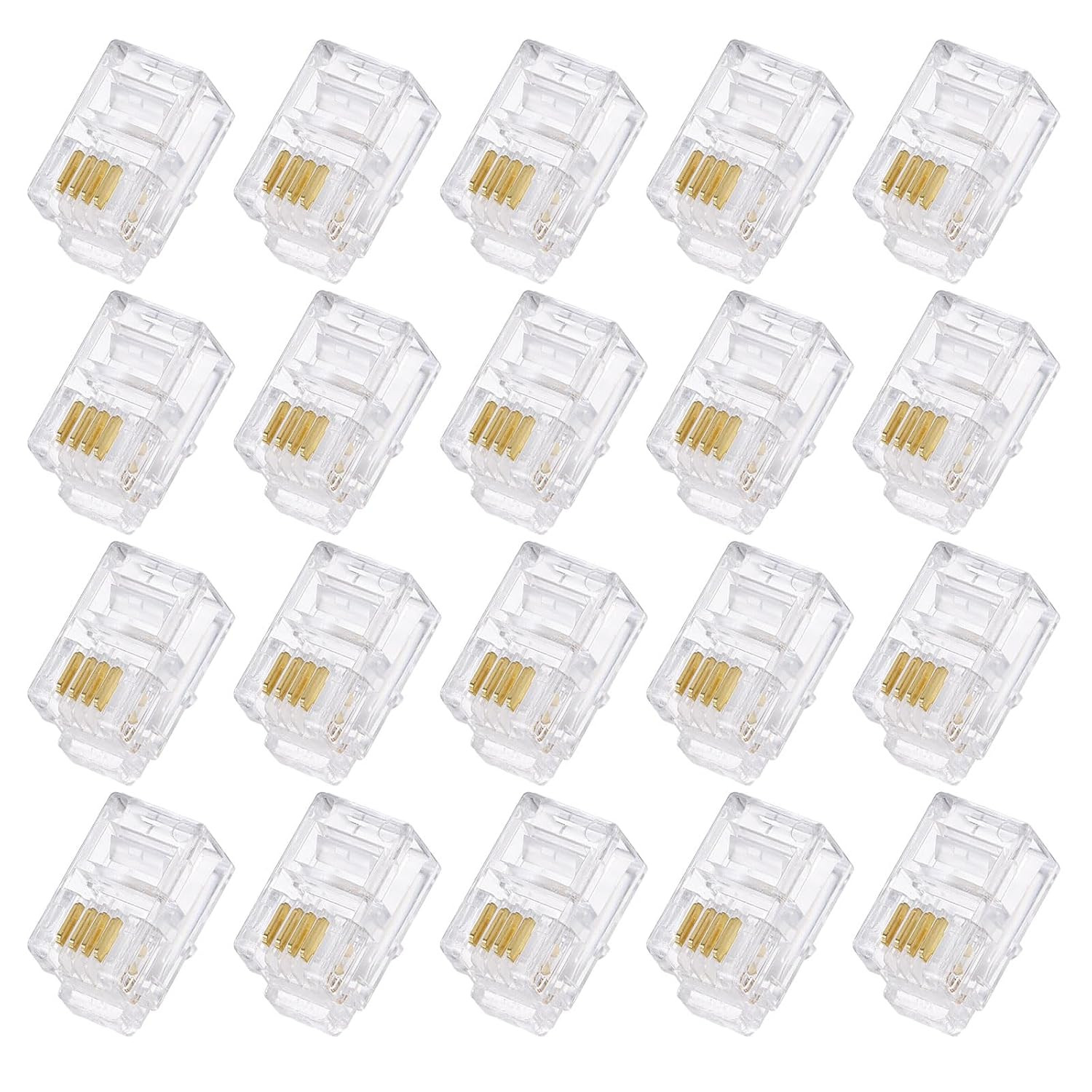 Uxcell Telephone Modular Plug Male RJ9/RJ10/RJ22 Connectors, Copper Core 4P4C