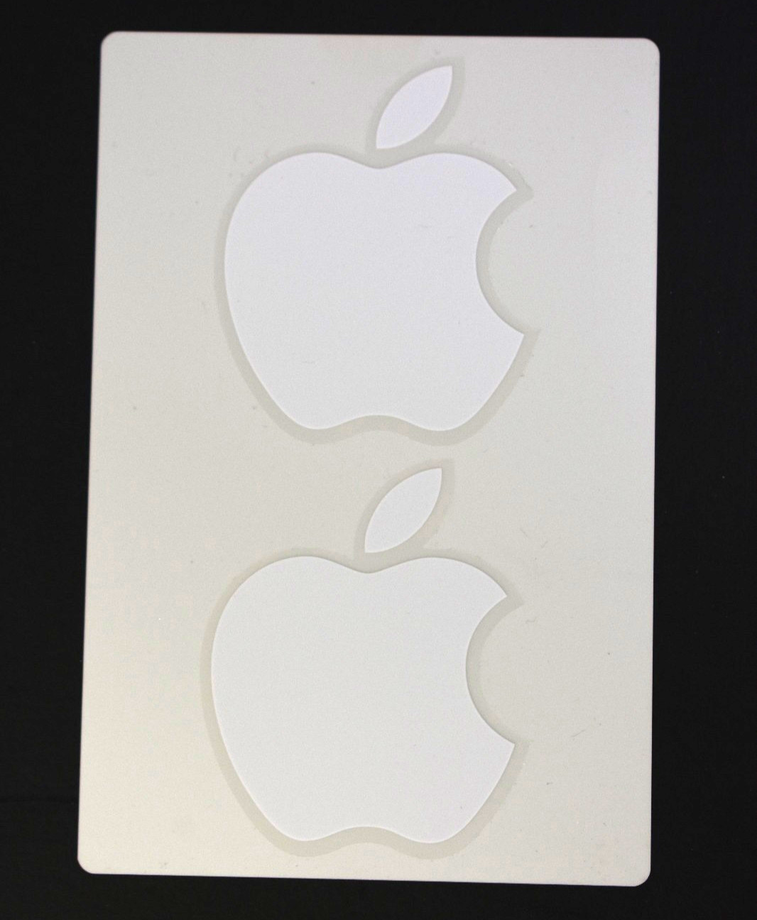 Vintage Genuine OEM Apple Logo Decals - 2" White (2 Decals on 4.5" x 3" sheet)