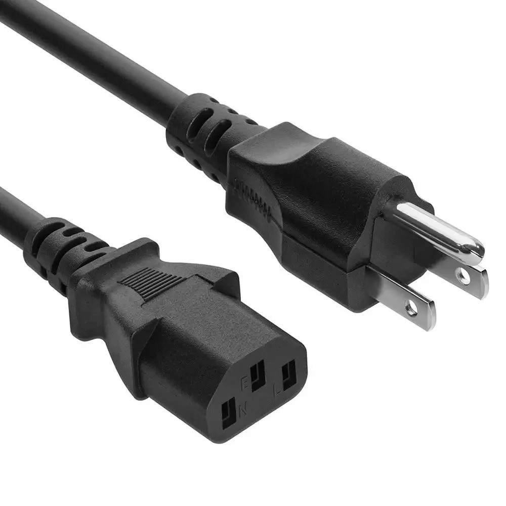 3 Prong AC Power Cord Cable Plug Standard PC Computer Monitor Desktop Printer TV