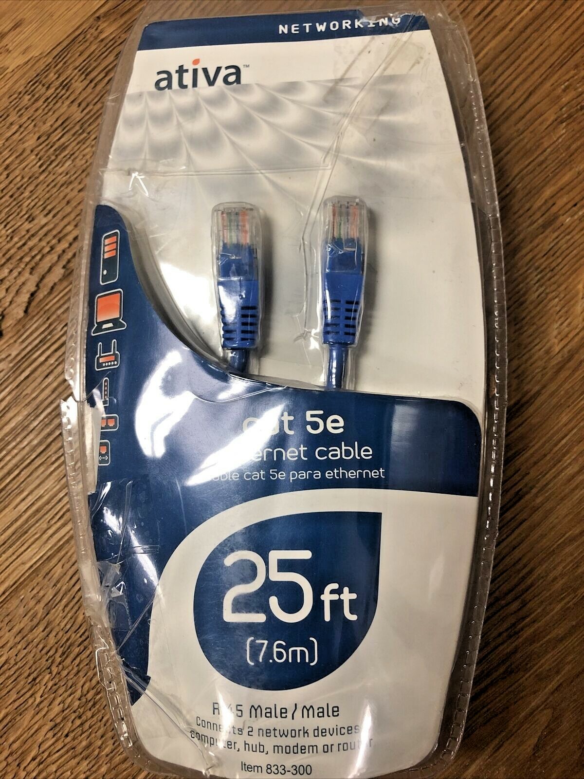 Ativa 25 ft Networking Cat 5e ethernet Cable Blue Color 