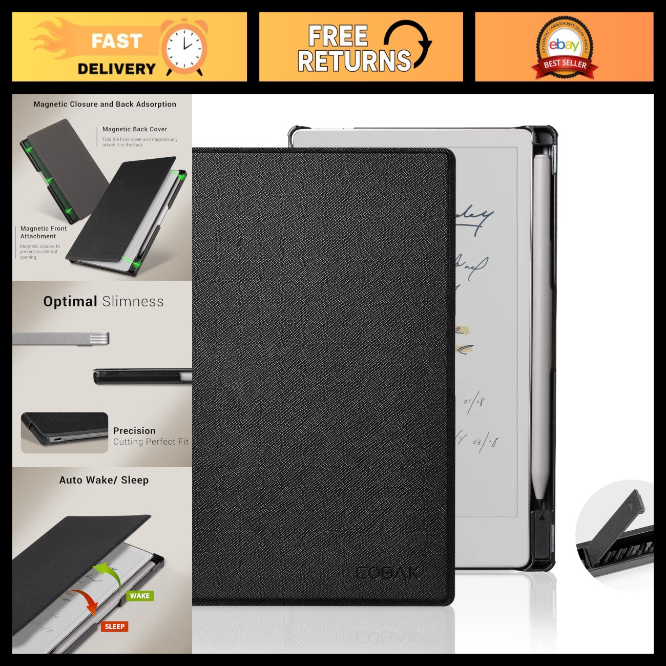 Lightweight Hard Shell Case for Remarkable Paper Pro 7.3" 2025, Auto Wake/Sleep,