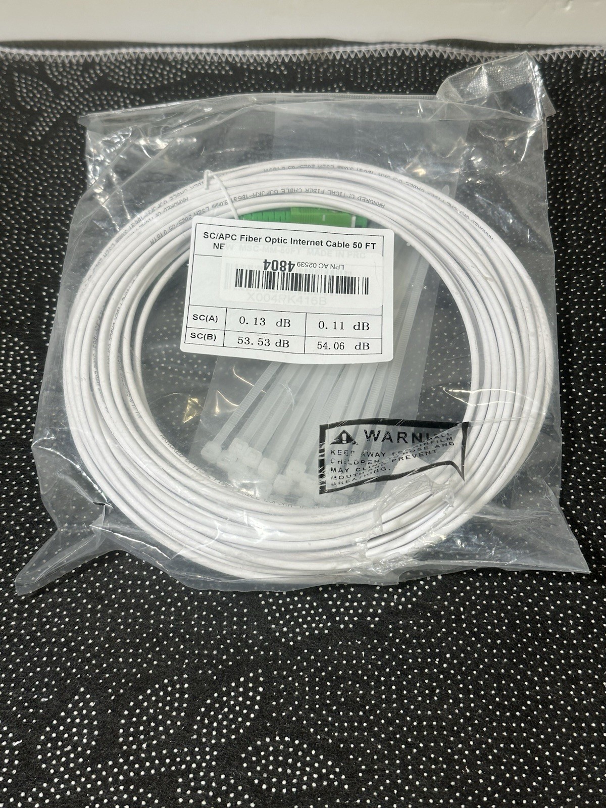 50 FT SC/APC Singlemode Fiber Optic Patch Cable – New Sealed – SC to SC Internet