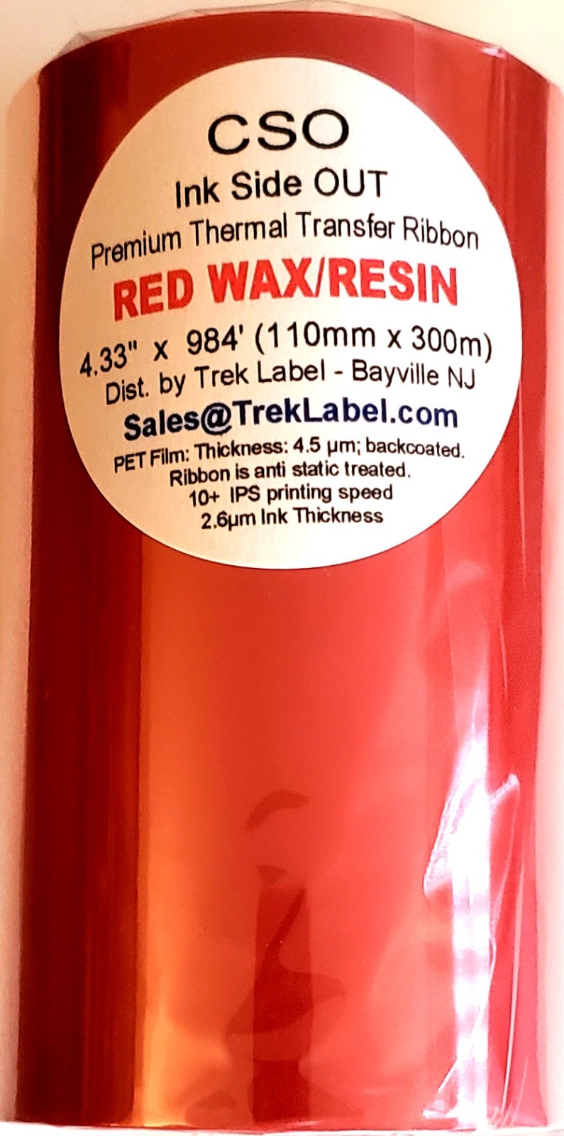 RED Color CSO Thermal Transfer Wax Resin Ink roll 110m 4.33" Ribbon for ZEBRA