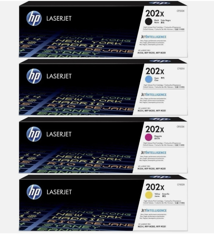 Genuine HP 202X High Yield Toner Set CF500X CF501X CF502X CF503X M254dw NEW