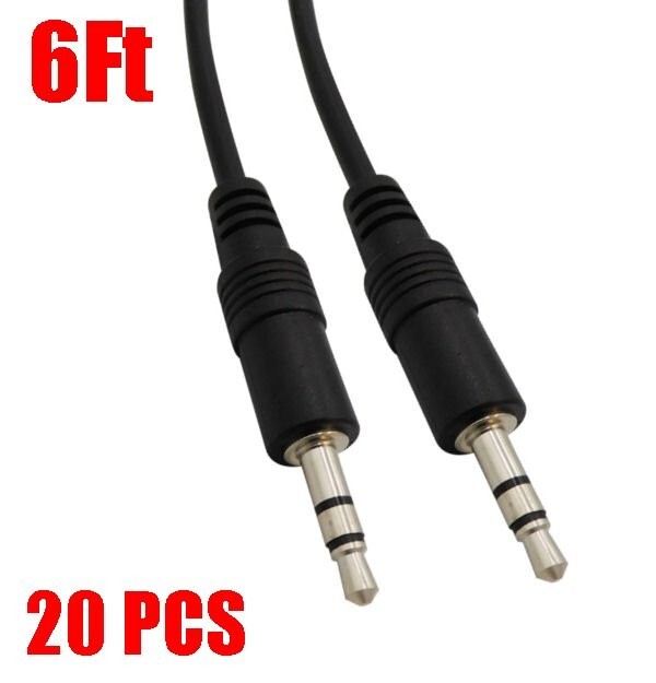 20 Pack 6Ft 3.5mm Stereo Audio Cable Male - Male M/M Headphone Aux MP3 1/8" Lot
