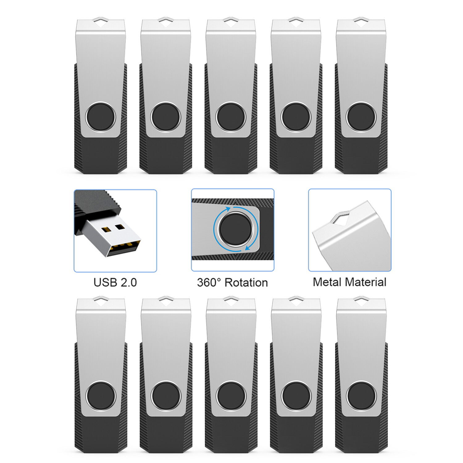 Kootion Bulk Sale 10pcs USB 2.0 128M 256M 512M Anti-Skid Flash Drive Memory Lot