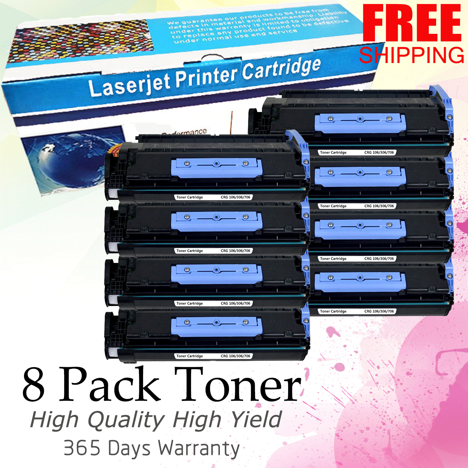 8 PK Canon 106 0264B001AA Toner Cartridge for ImageClass MF 6530 6550 6560 6580
