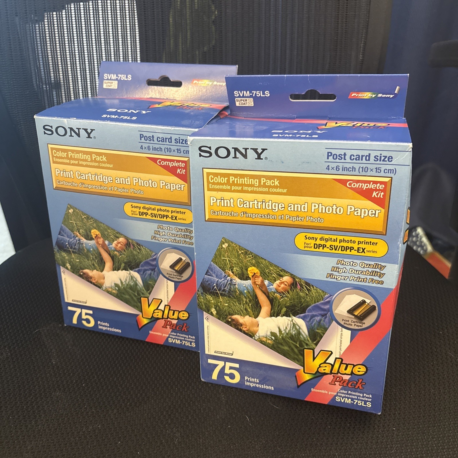 TWO Sony SVM-75LS Photo Paper & Print Cartridges - 125 PRINTS TOTAL