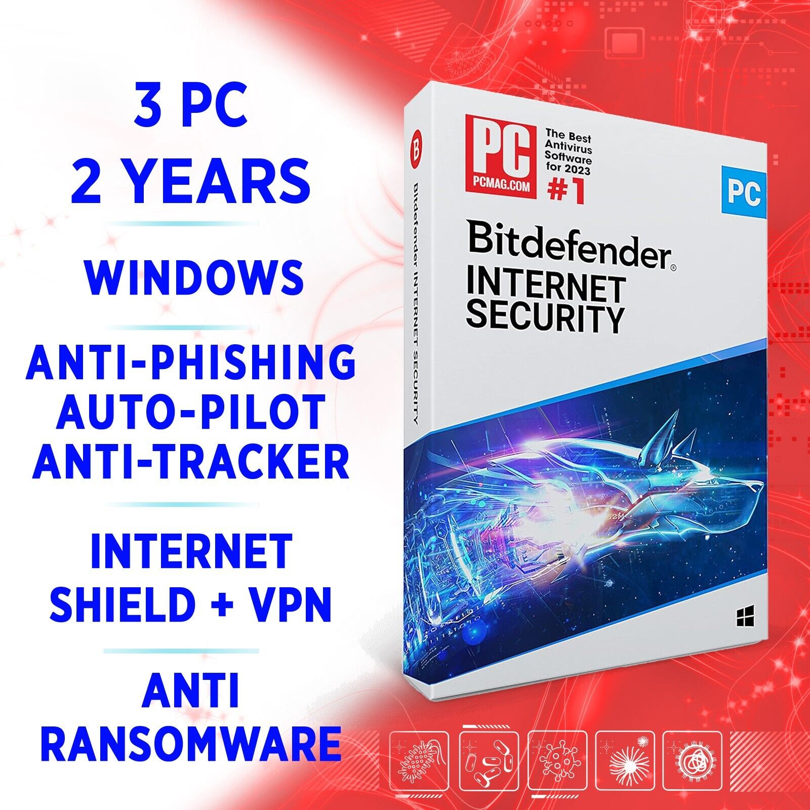 Bitdefender Internet Security 2024 3 PC 2 years FULL EDITION