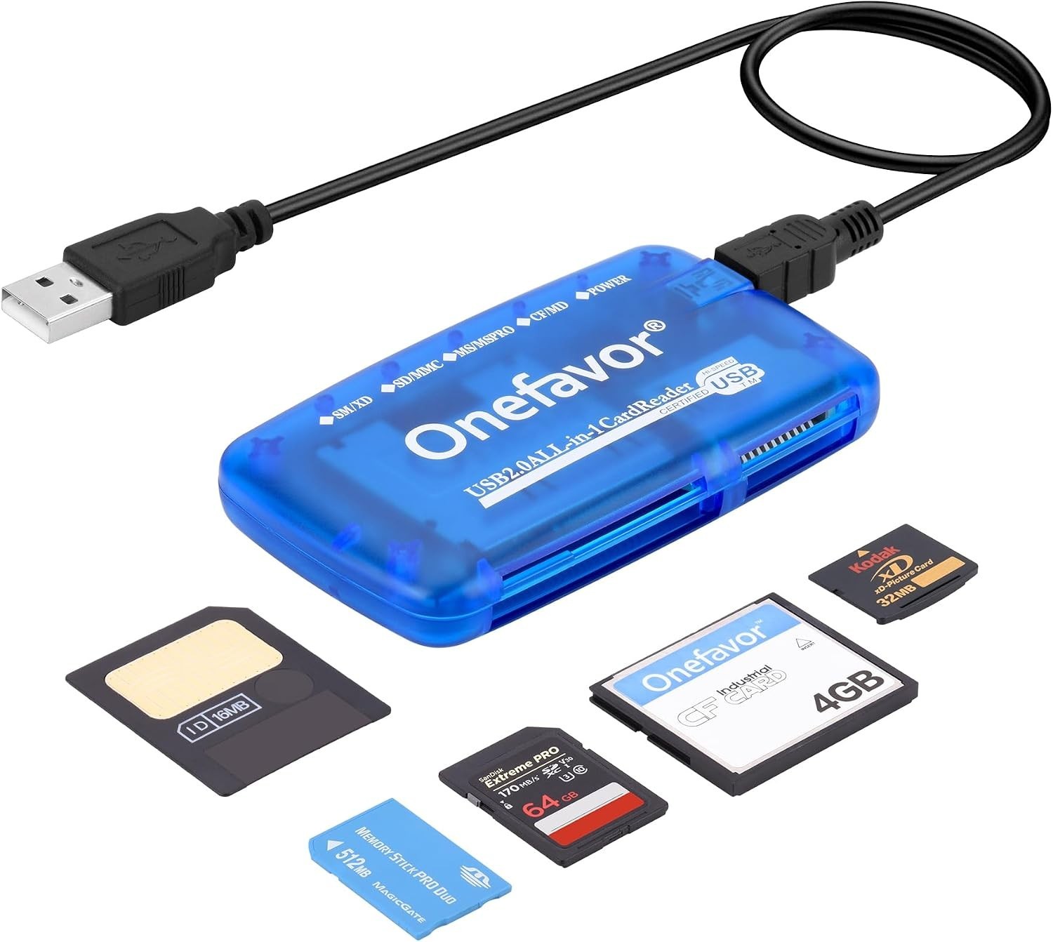 Smartmedia Cards Reader Writer, All-In-1 USB Universal Multi Card Adapter Slim H