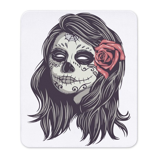 CafePress Sugar Skull Day Of Dead Girl Red Rose Mousepad  (66562072)