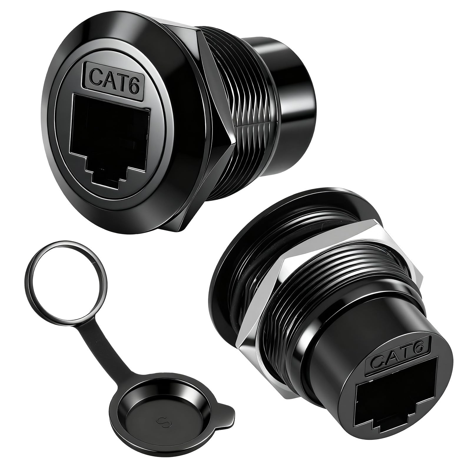 2 Pack RJ45 CAT6 Panel Mount Adapter Bulkhead Feed Thru Coupler with Waterpro...