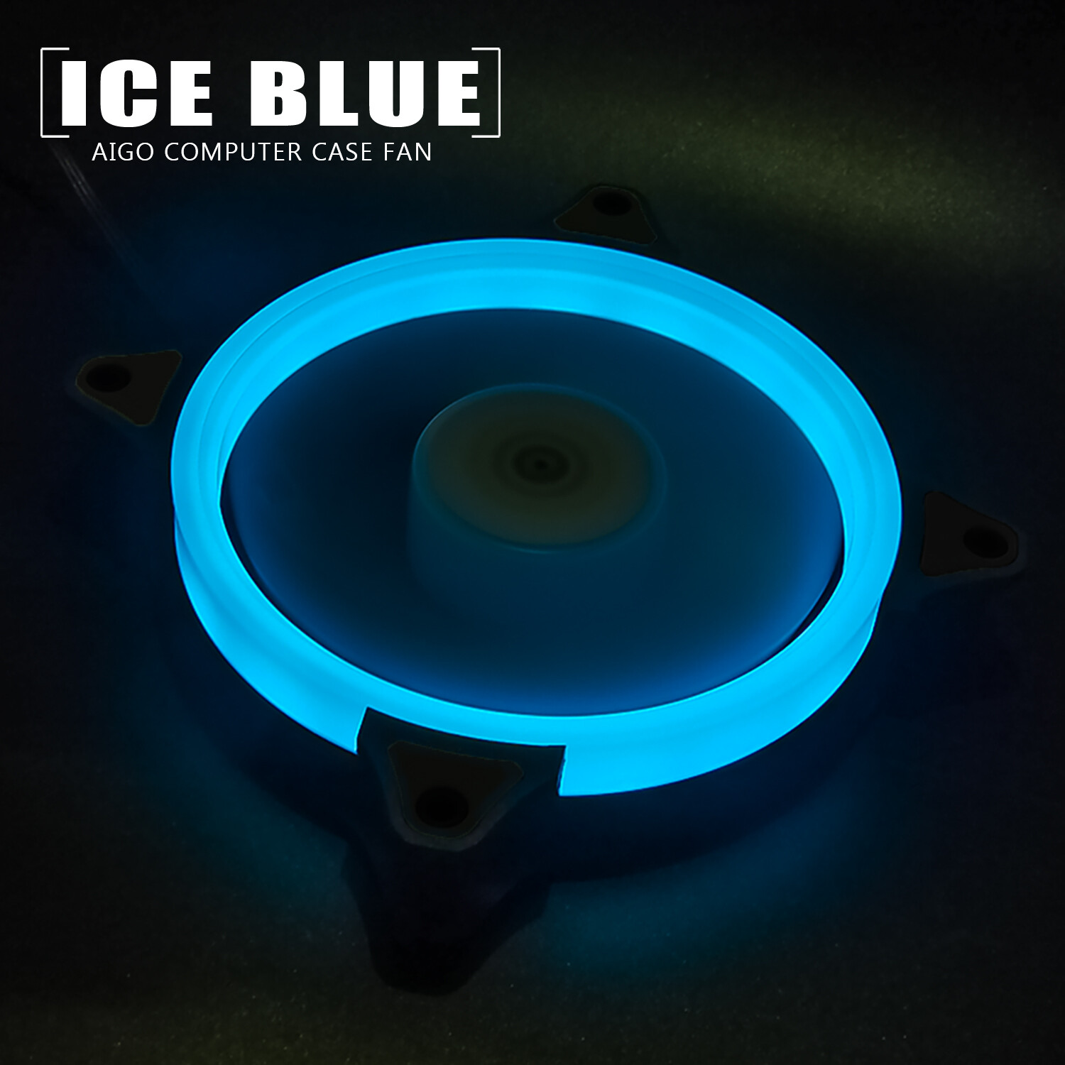 2 PCS Blue Halo LED 140mm PC Computer Case Cooling Ring Clear Quite Fan Cooler