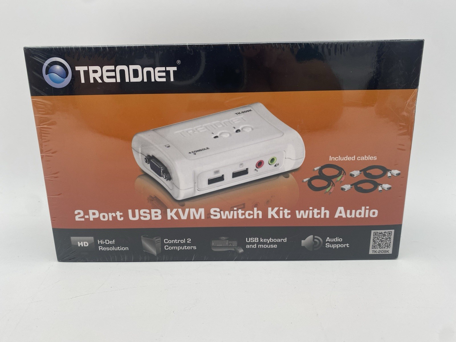 TRENDnet TK-209K 2-Port DVI USB KVM Switch Kit w Audio Factory Sealed