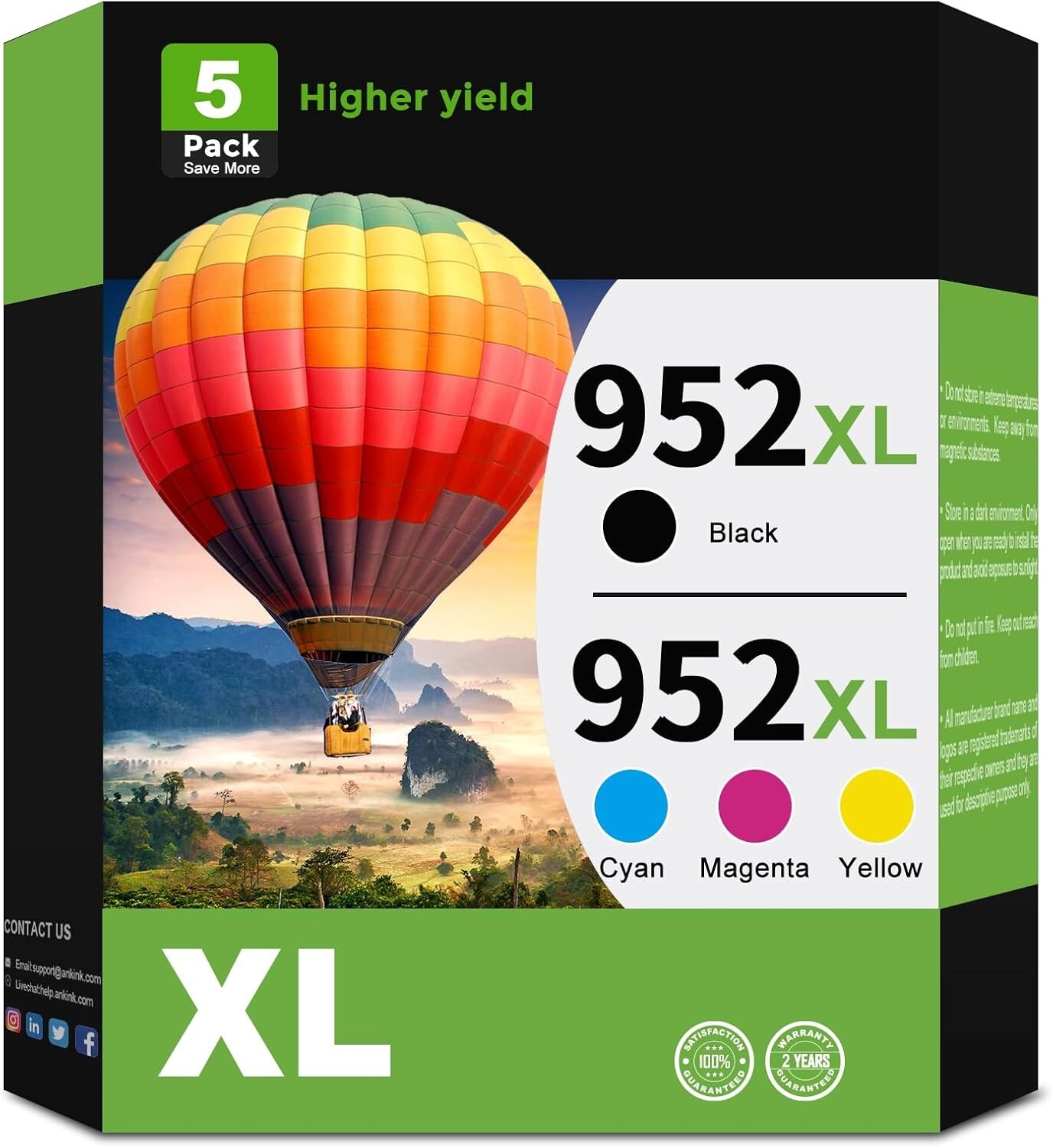 5pk 952XL Ink Cartridges For HP 952 OfficeJet Pro 7740 8210 8216 8218 8710 8714