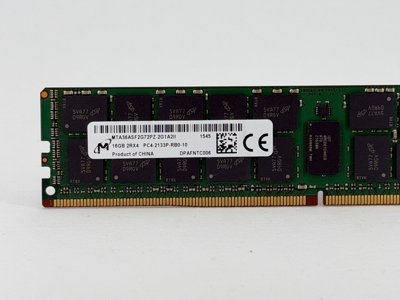 Micron 16GB DDR4 2133MHz RDIMM Server Memory (MTA36ASF2G72PZ-2G1A2II) - Preowned