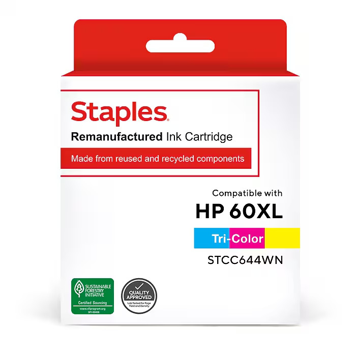 2Pack (Black & Tri-Color) Staples 60XL Ink Cartridge STCC641WN