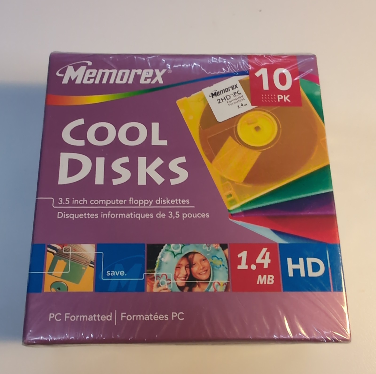 Memorex PC Formatted 3.5" Computer Diskettes 10 Cool Disks 2HD Factory Sealed