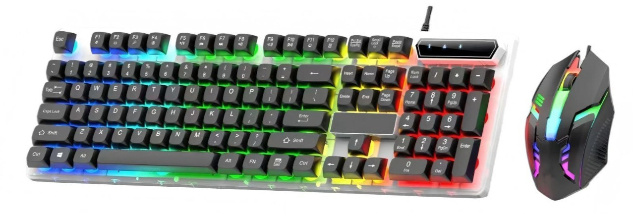 RGB Gaming Keyboard & Mouse Combo LED Backlit Wired USB PC Gamer Set $19.99