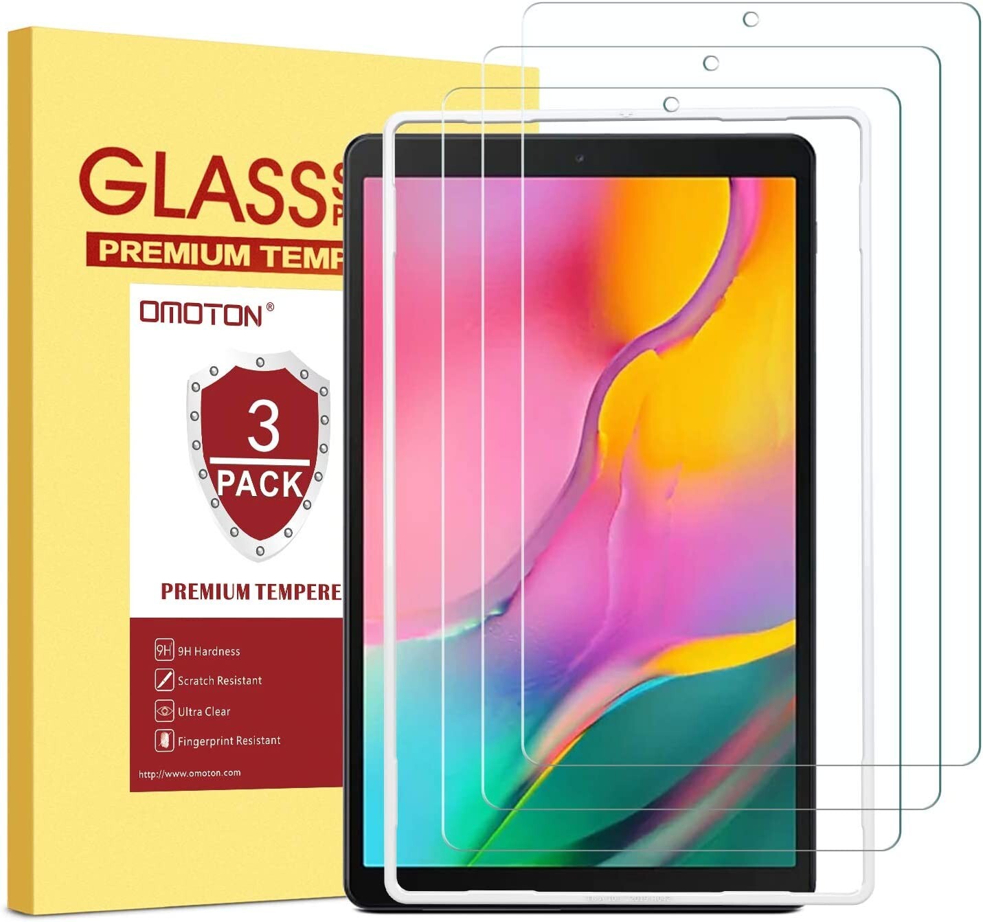 OMOTON 3 Pk Screen Protector for Samsung Galaxy Tab A 10.1 2019 Release SM-T510