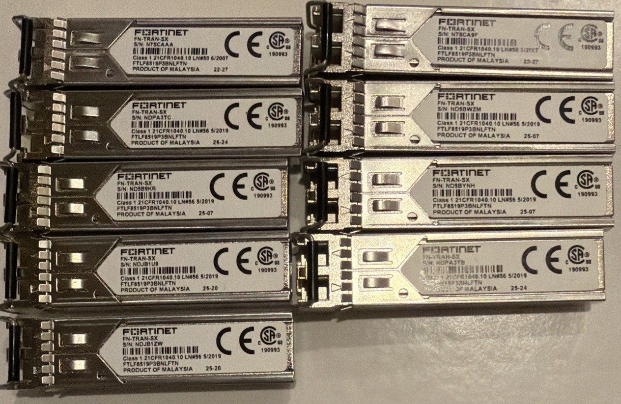 Lot Of 9x Fortinet FN-TRAN-SX 1000BASE-SX SFP Module