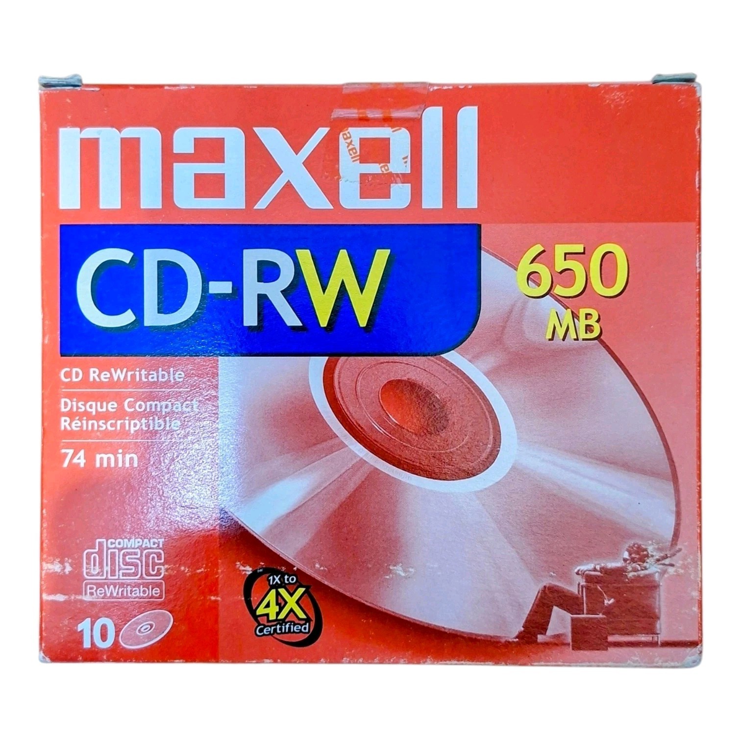 Maxell CD-RW Rewritable Discs 650MB 74min Standard Speed 10-Pack New Sealed