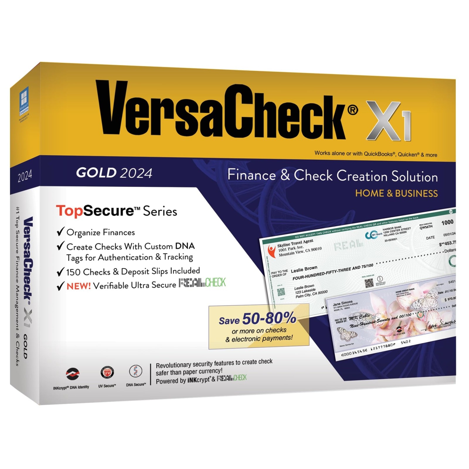 VersaCheck X1 Gold 2024 Check Printing Software 150 Checks Deposit Slips Windows