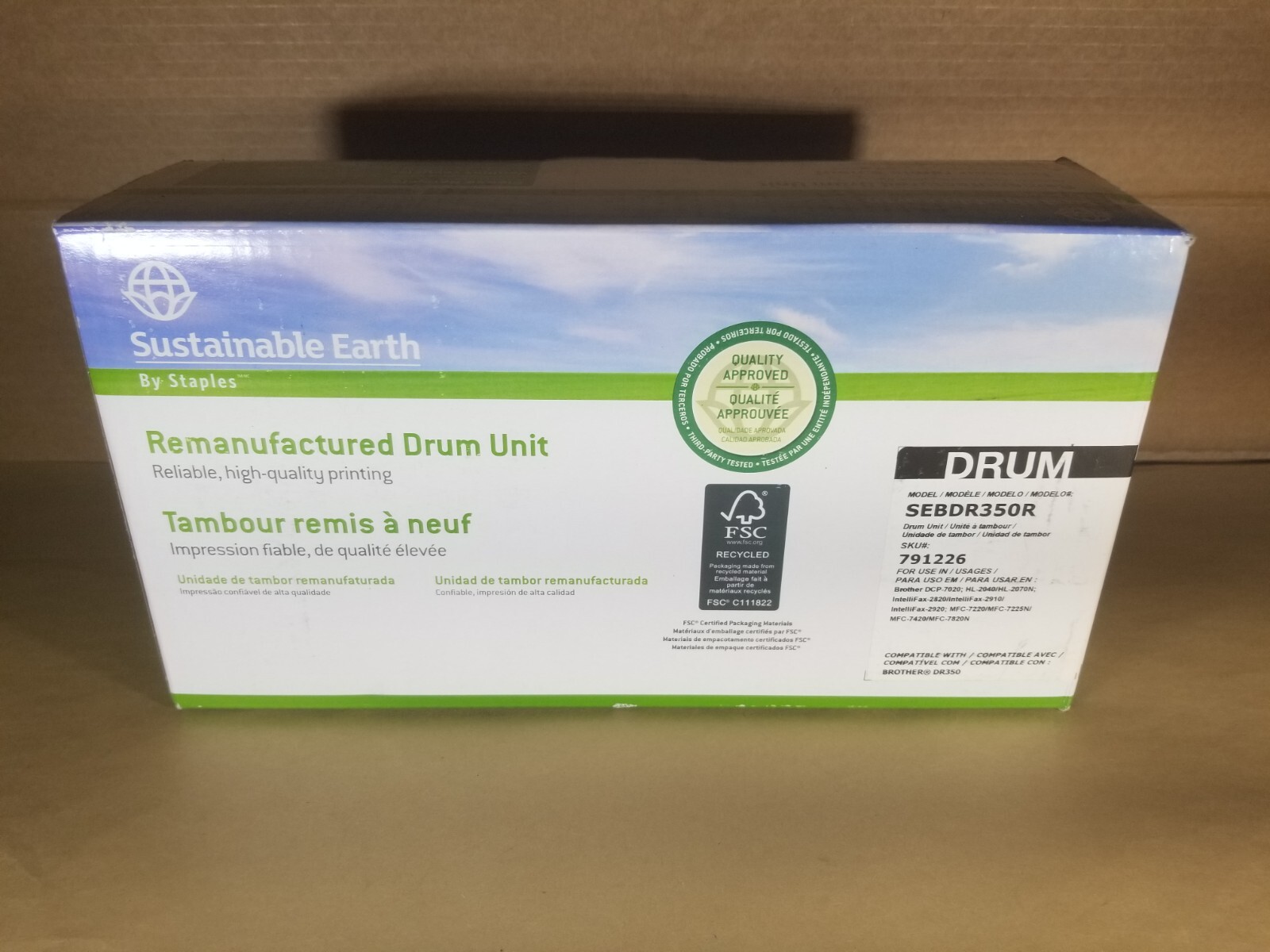 Sustainable Earth Staples Drum Unit Brother DR350 New in Box