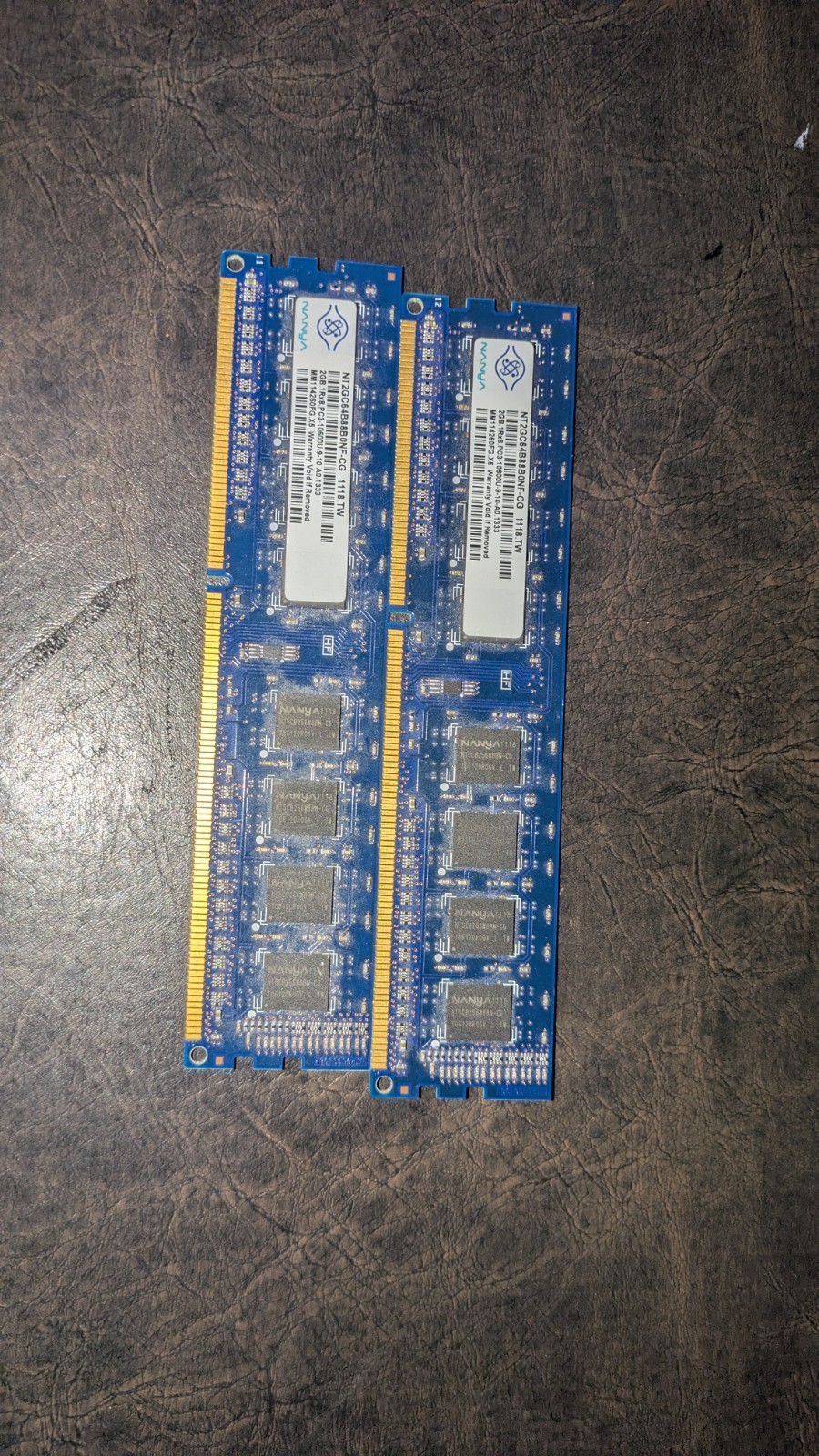 Nanya 2GB 1Rx8 PC3 - 10600U - 9 - 1 0 - A0 Memory Module (READ) - Lot of 2