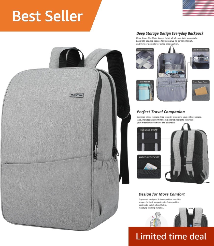 Ergonomic Travel Laptop Backpack - Anti-Theft, Fits 18.4 Inch, Water Resistant