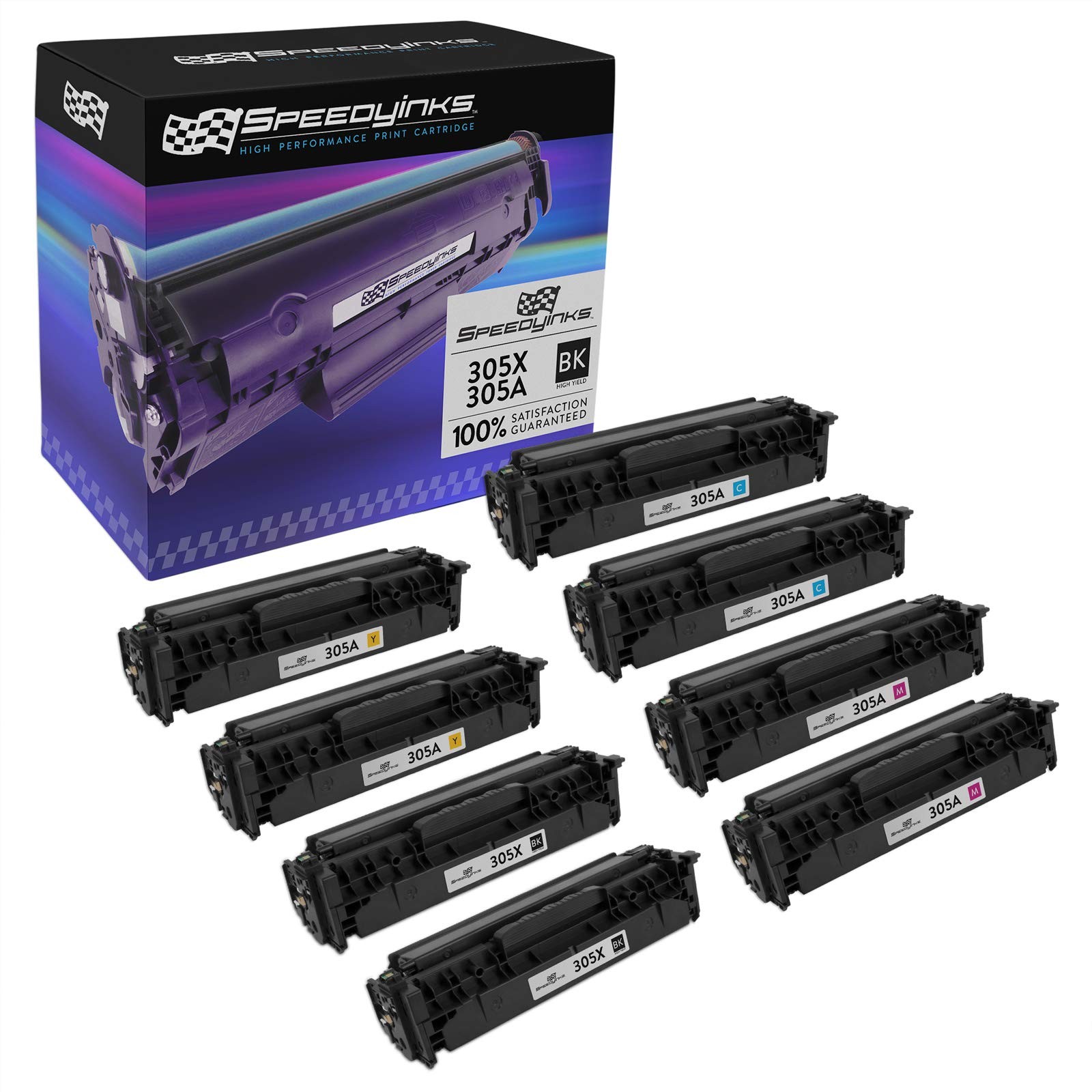 Speedy Compatible 8PK HP 305A 305X Toner Cartridges 2X Black Cyan Magenta Yellow