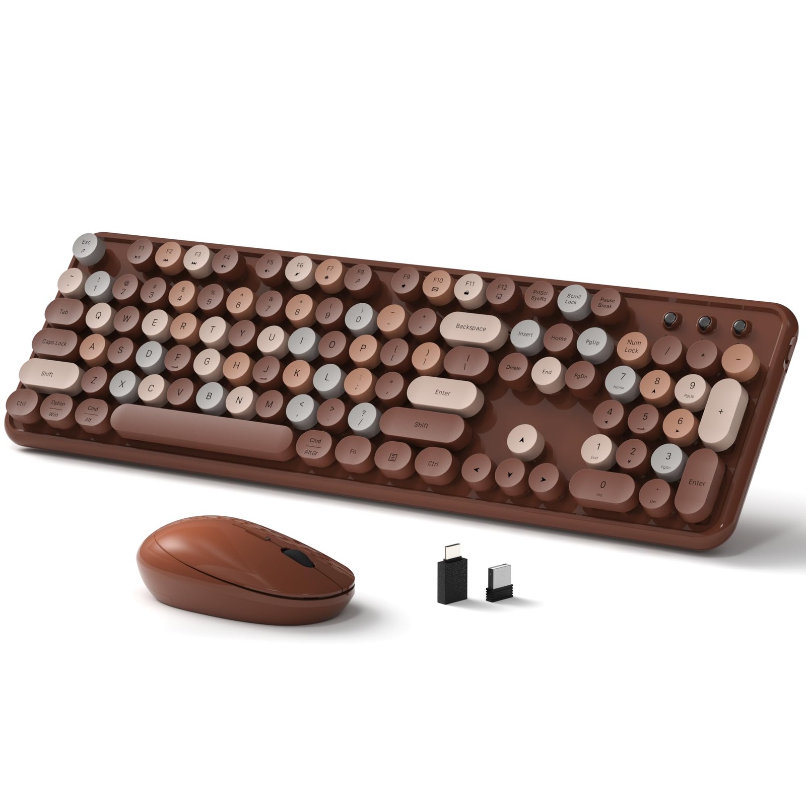 Links9+ Colorful Wireless Keyboard and Mouse Combo (Coffee Colorful)
