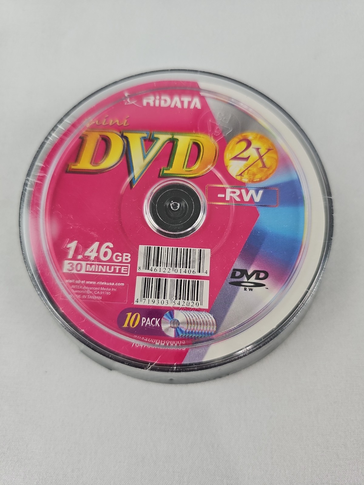 Ridata Mini DVD 2X-RW 10 Pack 1.46 GB 30 Minutes Sealed