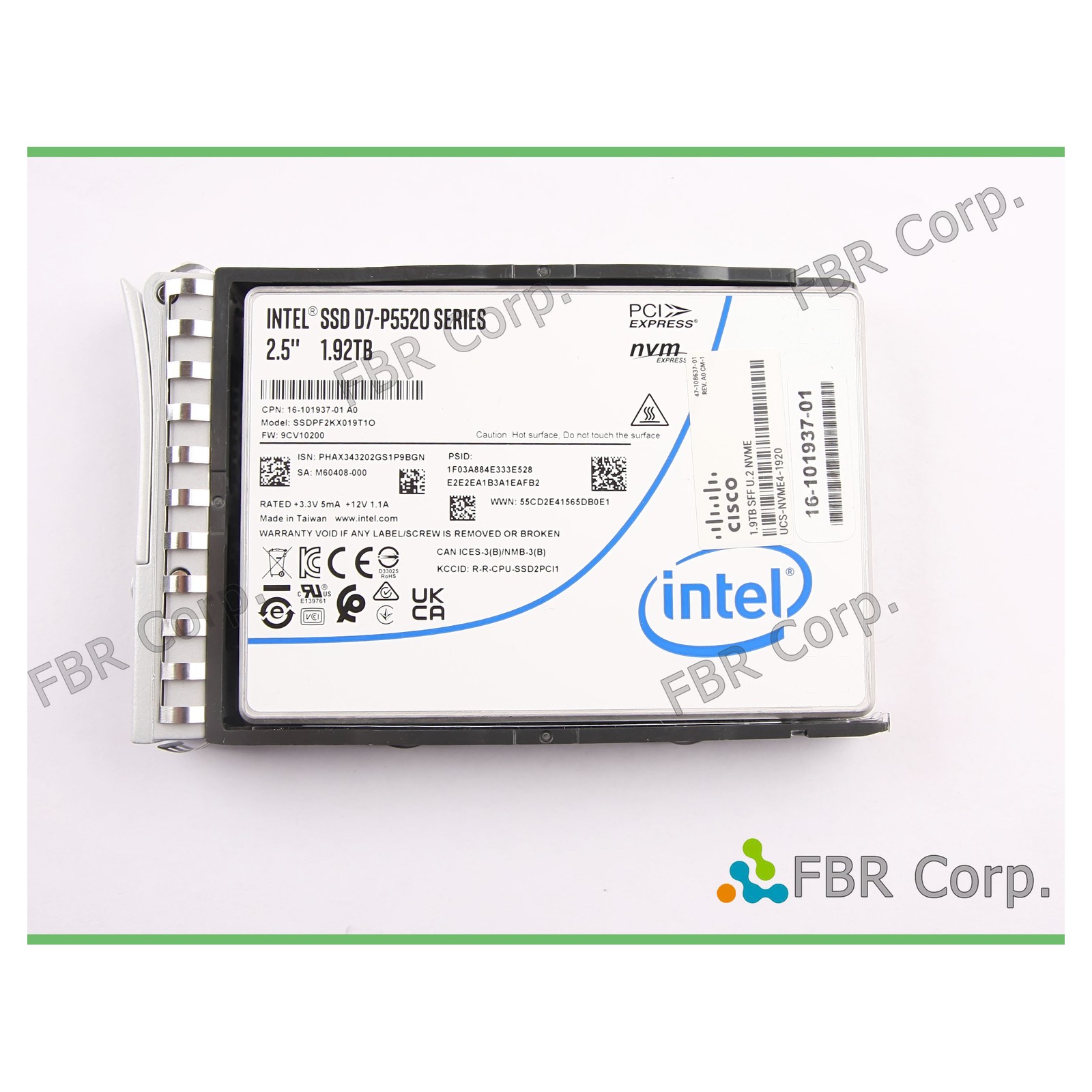100% Intel Cisco 1.92TB D7-P5520 SSDPF2KX019T1O 2.5" U.2 PCIe NVMe Gen4 x4 SSD