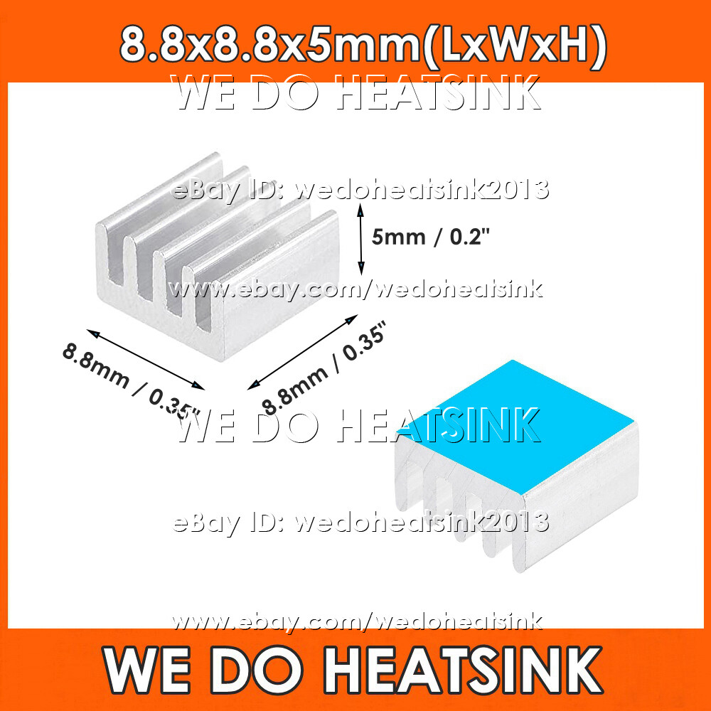 8.8x8.8x5mm Small Tiny Heatsink Radiator Cooler With Thermal Tape for IC Chips