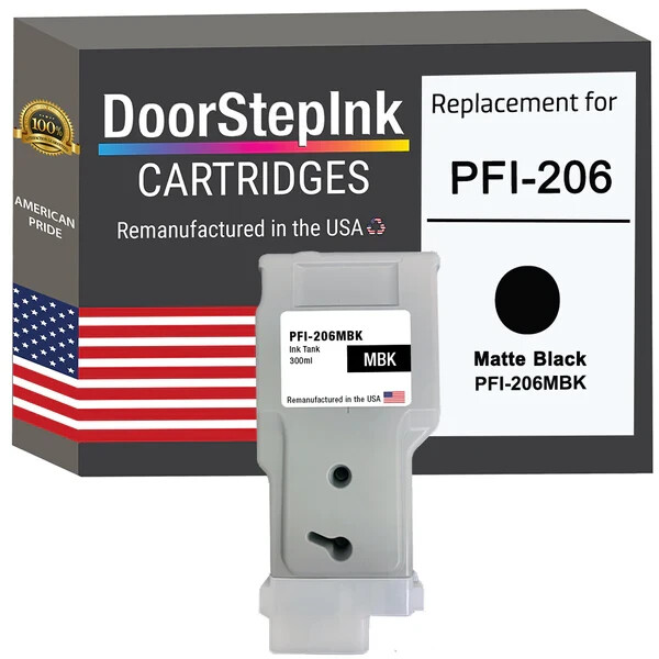 DoorStepInk Compatible Ink Cartridges For Canon PFI-206 Matte Black 300ml-USA