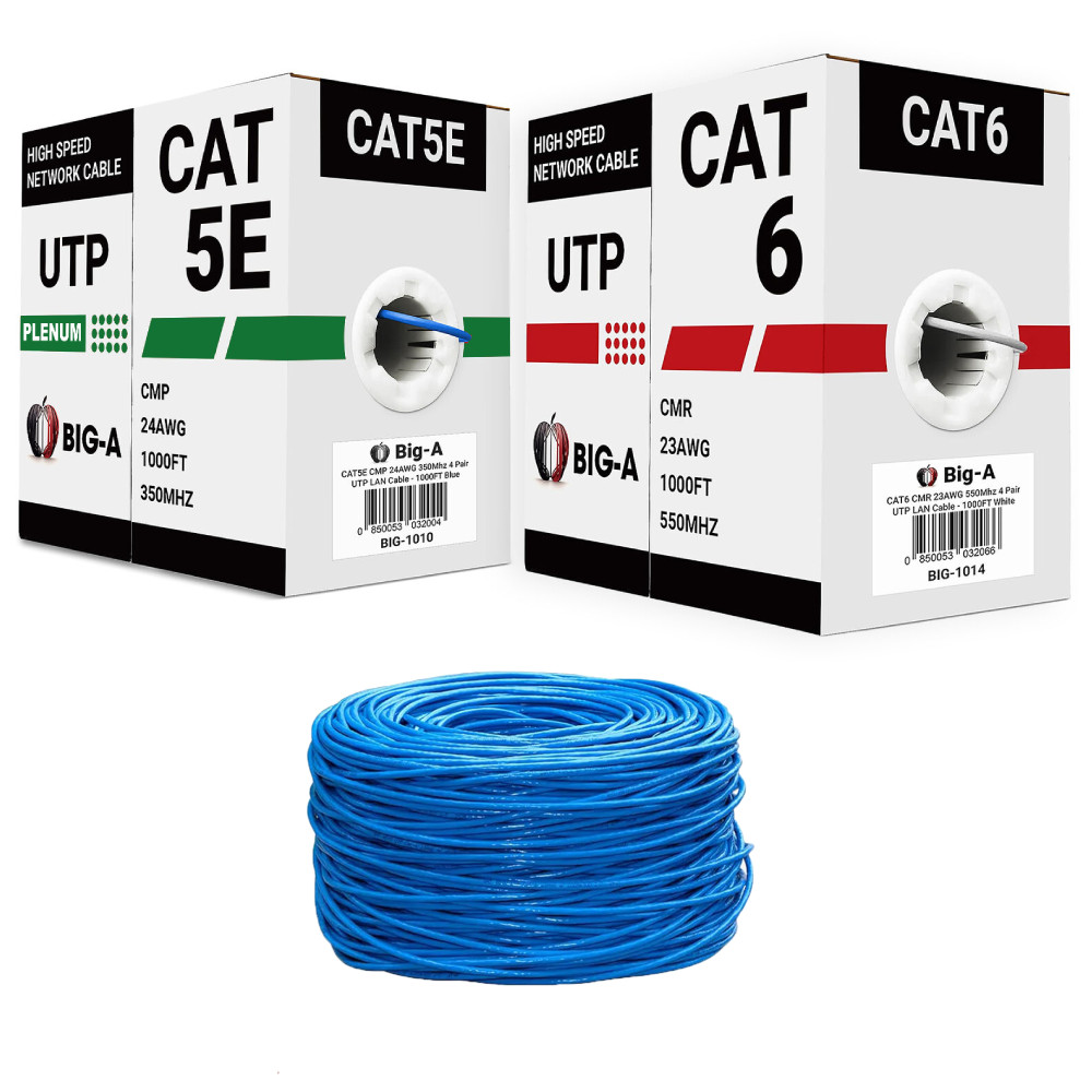 Cat5e Plenum 1000ft Cat 6 Ethernet Cable Riser Bulk Cat 5e Cat6 Coed (CMP CMR)
