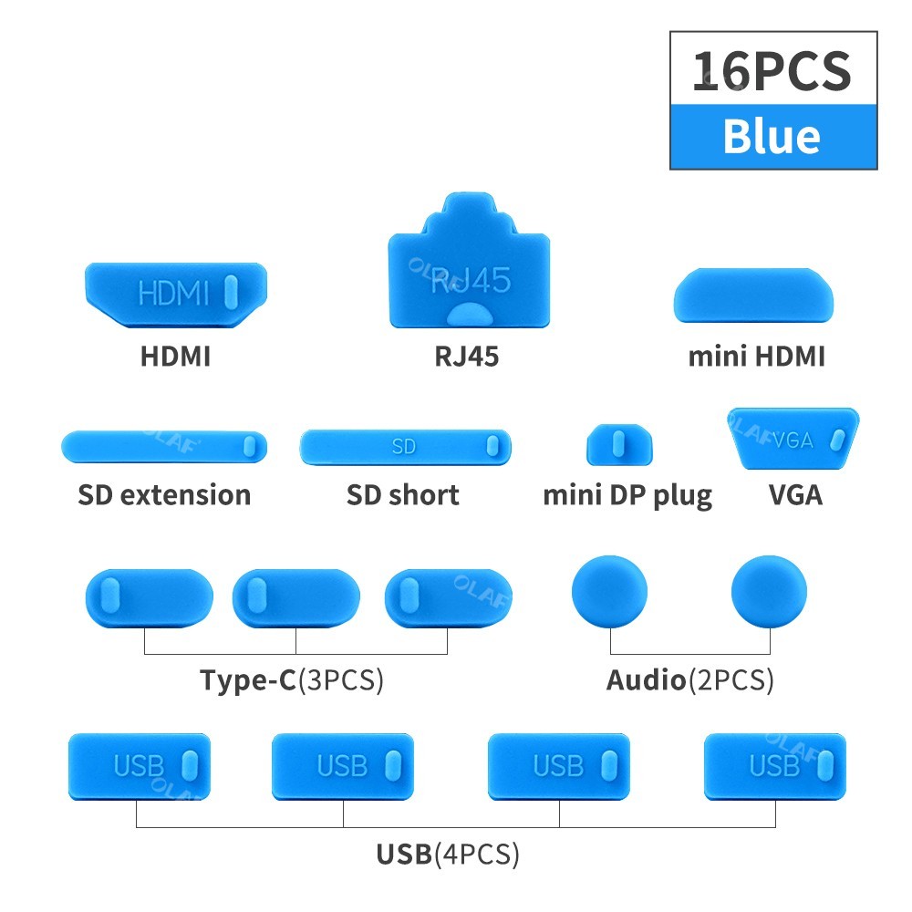 16 PCS Silicone USB Dust Plug Set Laptop Computer Port Protector Anti Dust USA