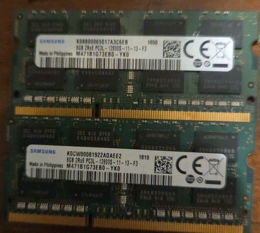 Samsung 16GB (2 X 8GB) 2Rx8 PC3L-12800S-11-13-F3 Laptop Memory RAM