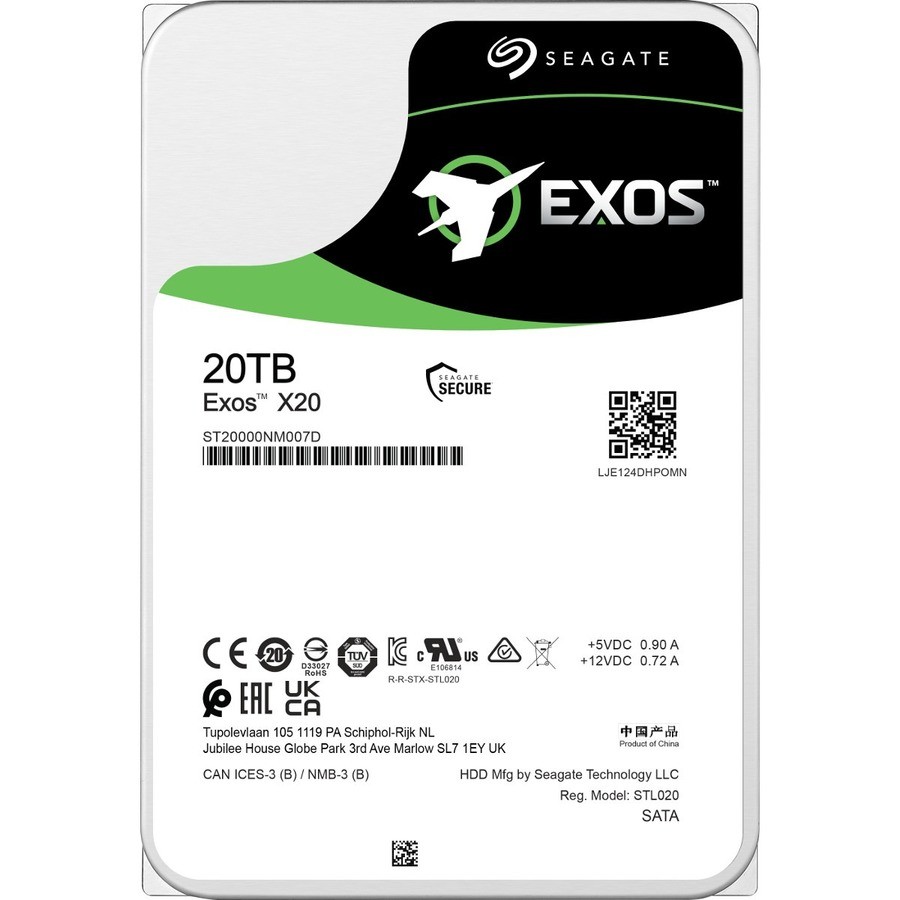 Seagate Exos X20 ST20000NM007D 20TB Hard Drive Internal SATA/600 7200rpm